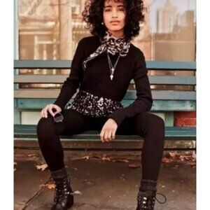 Cabi Prep Cropped Sweater Ribbed Black Hi Lo Size Small #3525